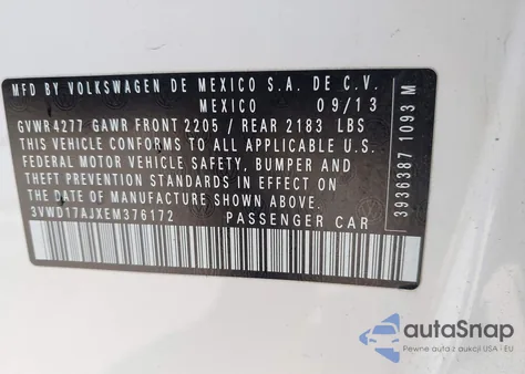 2014 Volkswagen Jetta 1.8T Se из США, поврежденный, VIN 3VWD17AJXEM376172